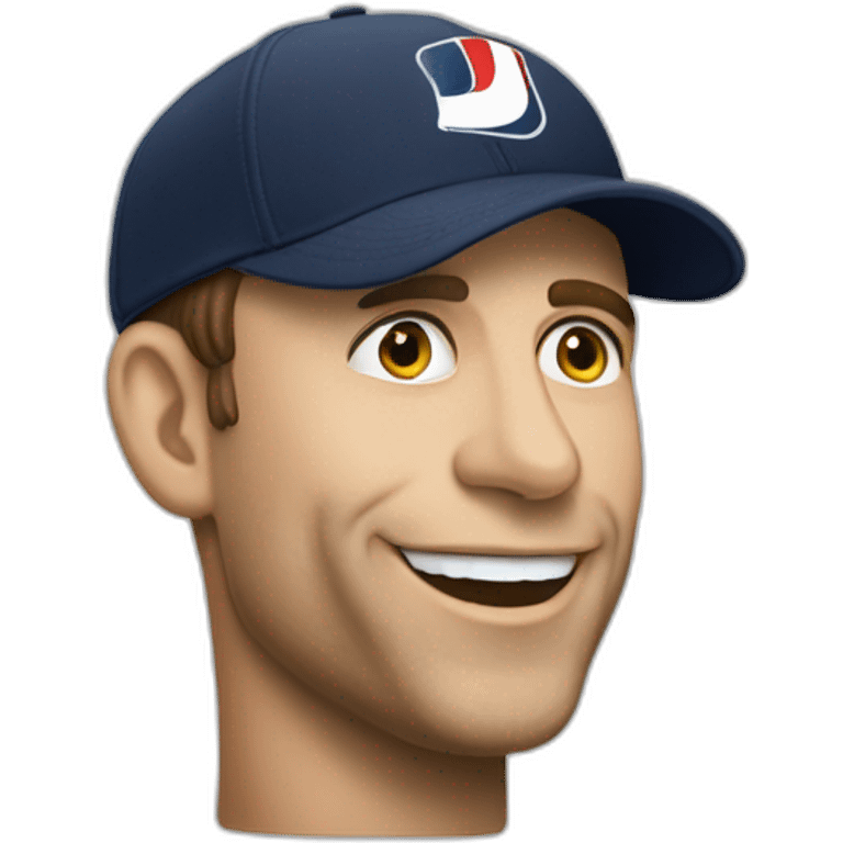 Macron avec une casquette Nike buvant une bière emoji