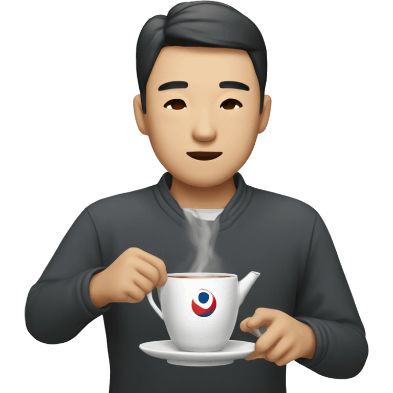 Korean man drinks tea emoji