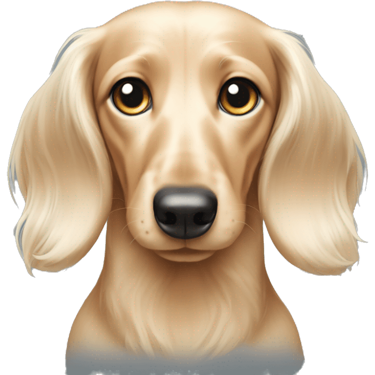 Dachshund cream long haired with right blue eye  emoji