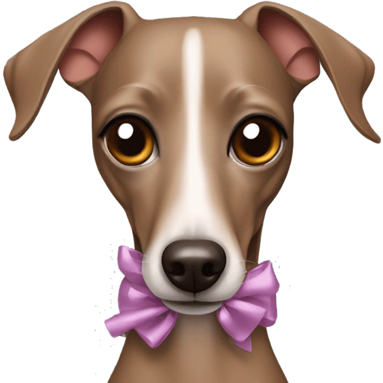 Brown Italian greyhound with bows emoji