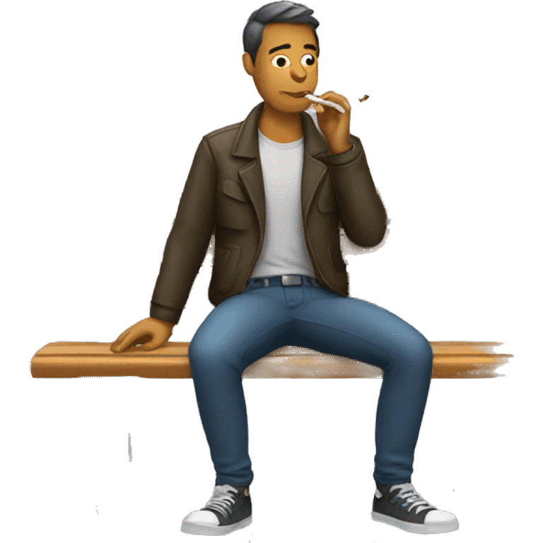 Man on bench smoking emoji