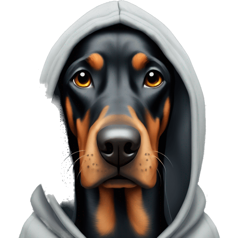 Doberman in a hoodie emoji