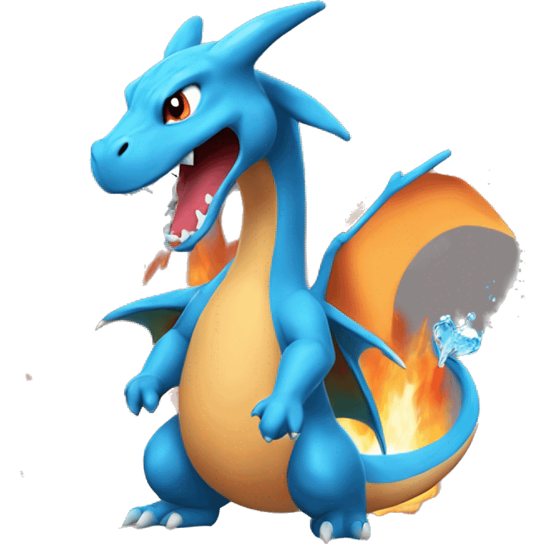 water-type charizard with fire coming out from its mouth emoji