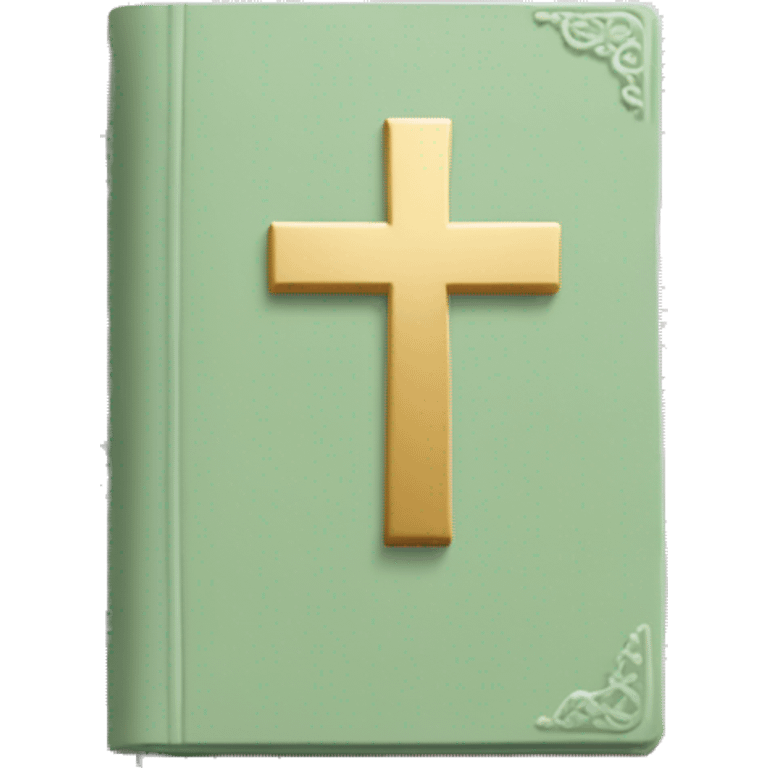 Open Light Sage green holy Bible with baby pink cross on the cover and baby pink coloured gardens coming on the cover  emoji