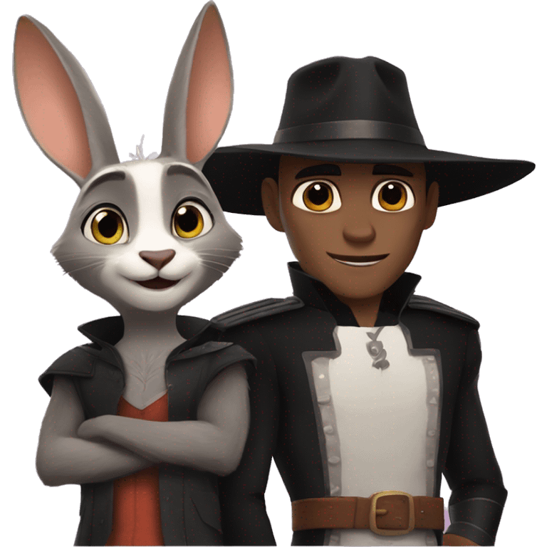 Coneja y zorro humanizados de Zootopia. emoji