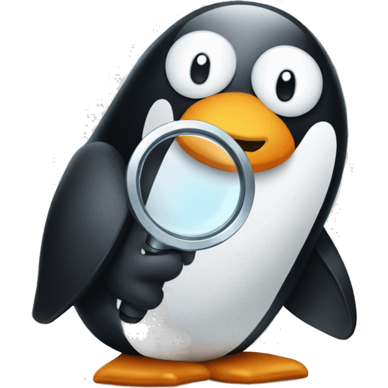  penguin with magnifying glass emoji