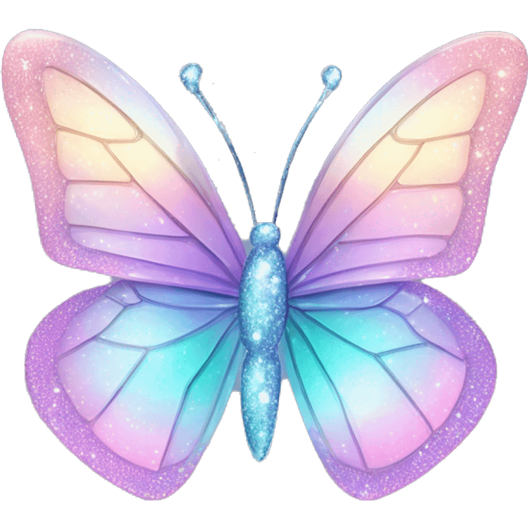 Pastel sparkly glittery iridescent glass crystal butterfly emoji