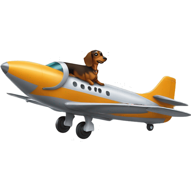 dachshund in a jet emoji