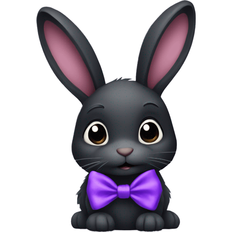 Black rabbit with purple bow emoji