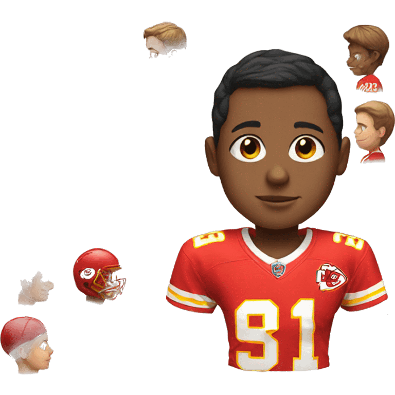 short boy wearing a chiefs jersey emoji