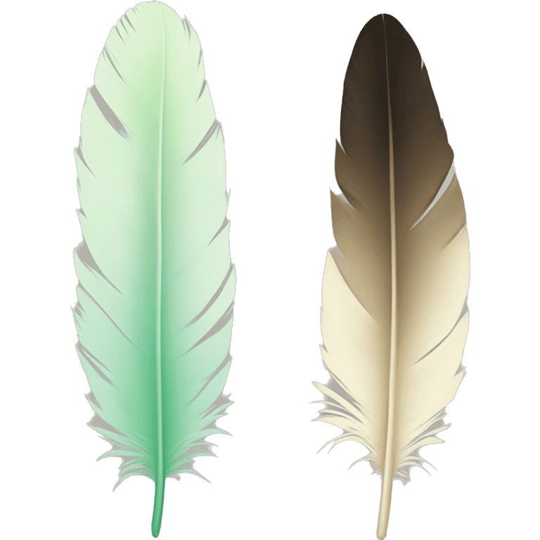 Two bird feathers one pale green and the other cream emoji