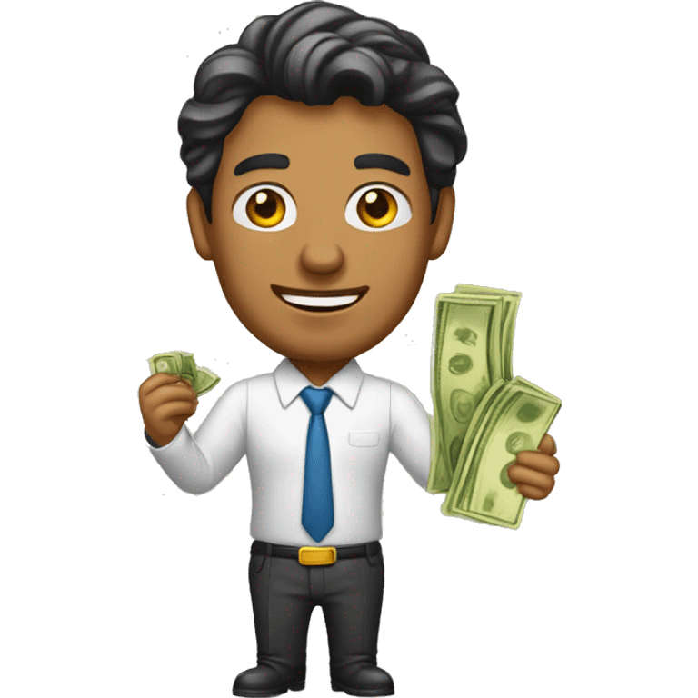 empresario con dinero alrededor emoji