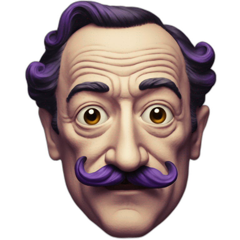 Salvador Dali with purple mustache emoji