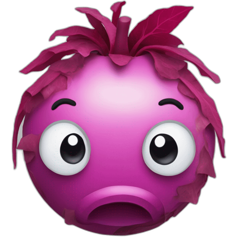 3d sphere with a cartoon calm beetroots Horse skin texture with stupid eyes emoji