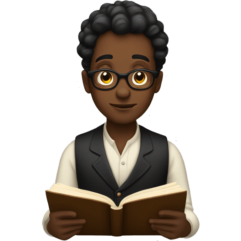 1875 black person reading a book emoji