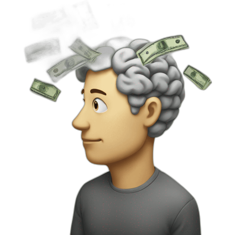 man thinking, brain, money emoji