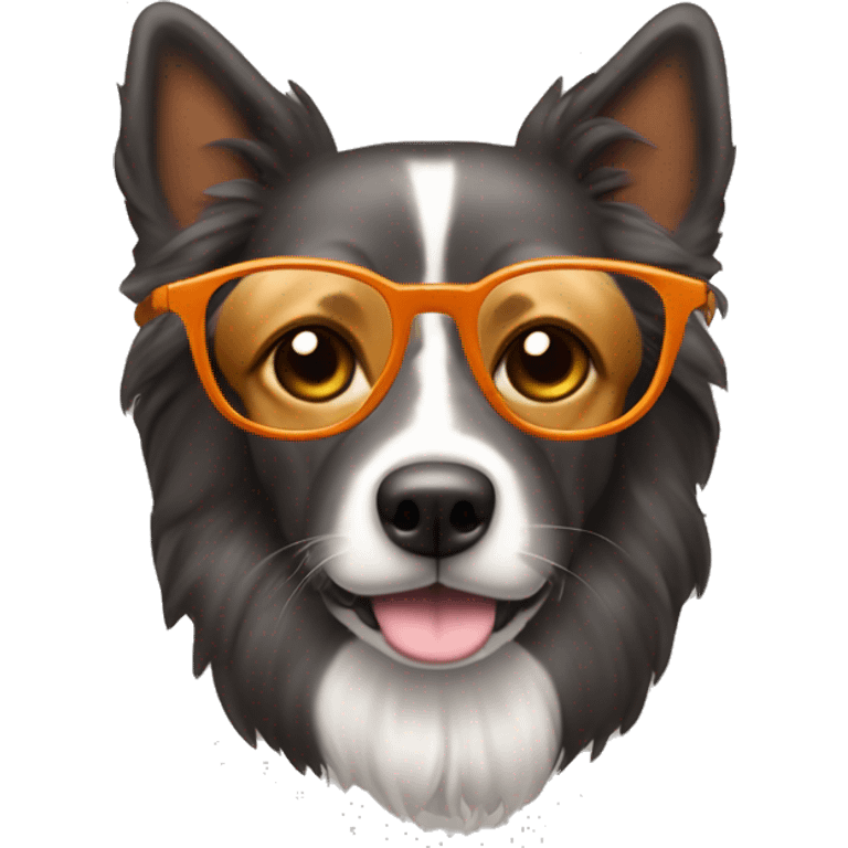 Perro filsofico, con lentes, de color anaranjado emoji