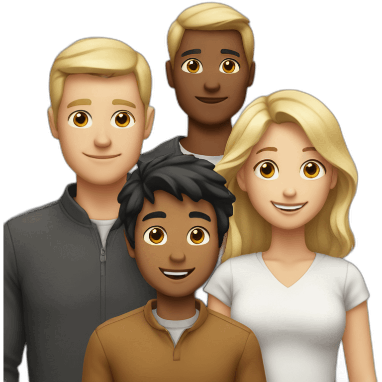 father and his 3 children, older boy with blonde hair, shorter boy with black hair, and girl with medium carmel colored hair  emoji