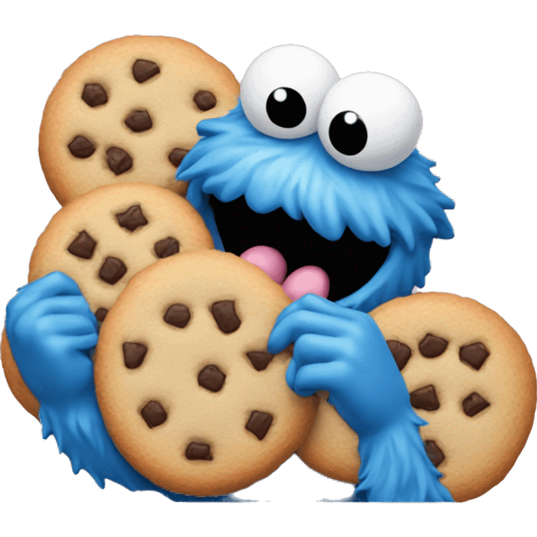 Light Pink cookie monster devouring cookies emoji