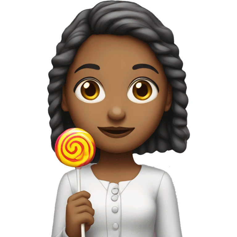 A girl holding a lollipop emoji