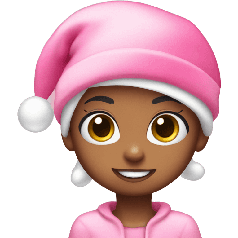 Bubbles Power Puff girl wearing Pink Santa hat emoji