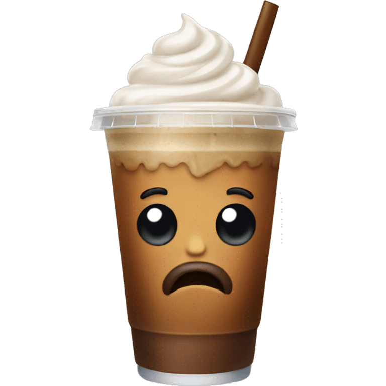 Iced coffee with brown wig on top emoji