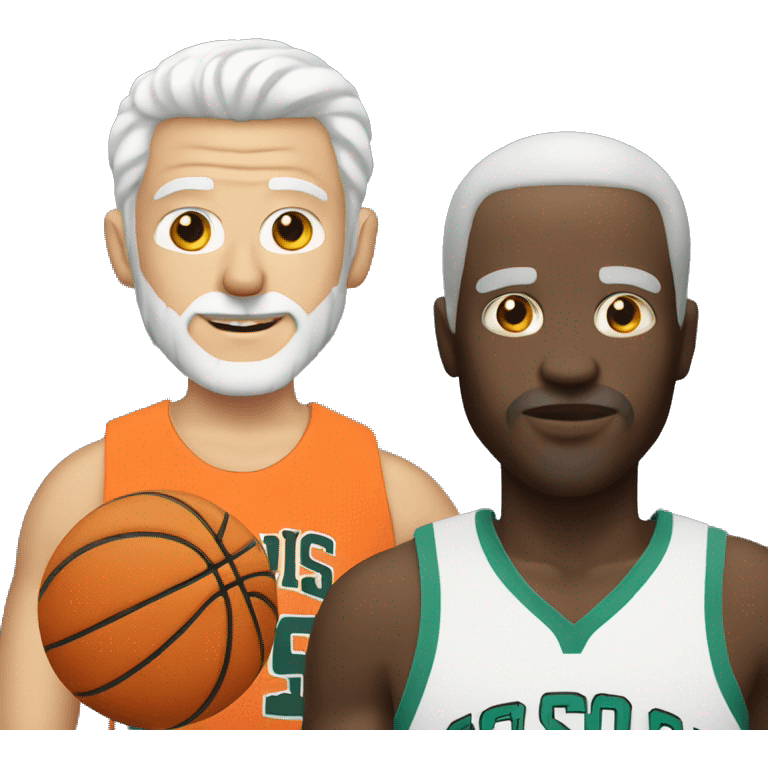 white man with white hair and basketball player emoji