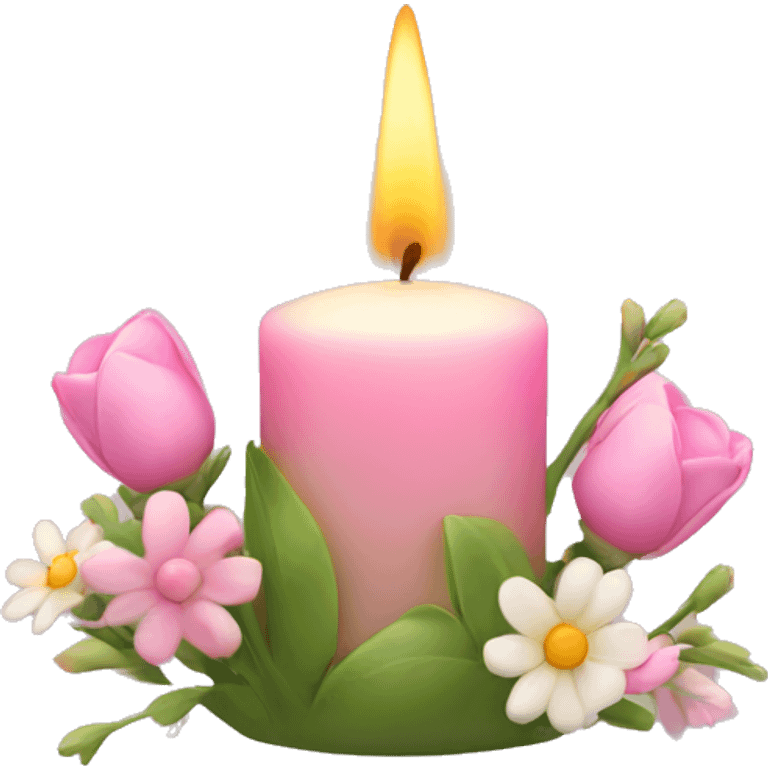 Spring candle with flowers  emoji