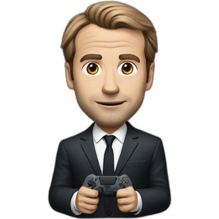 Macron playing the PS5 emoji