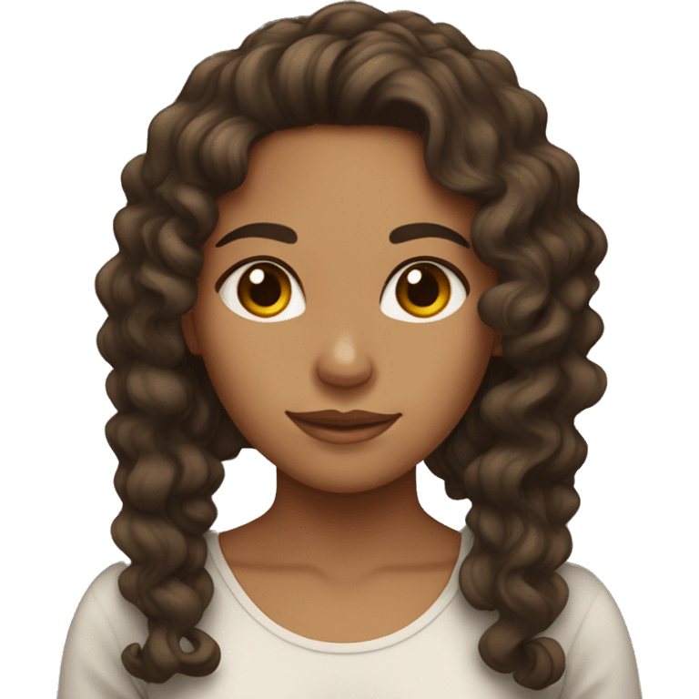 Tan skinned girl with long dark brown curly hair emoji