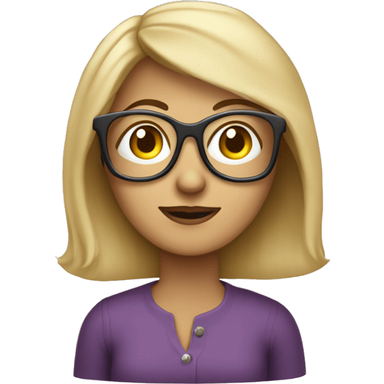 middle aged blonde woman with eyeglasses carrying direct message icon from Instagram emoji