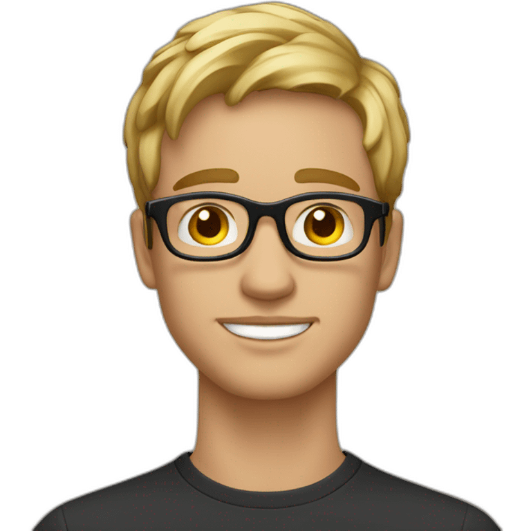 Mann, 26 Jahre, runde Brille mit Goldgestell, Oberlippenbart, dunkelblond emoji