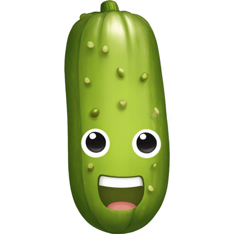 pickle with a face, blond hair and dark eyebrows emoji