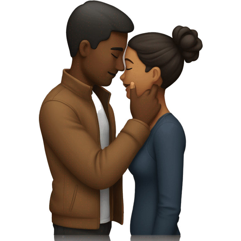 Brown couple kissing  emoji