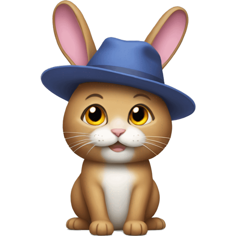 Rabbit with a cat hat emoji