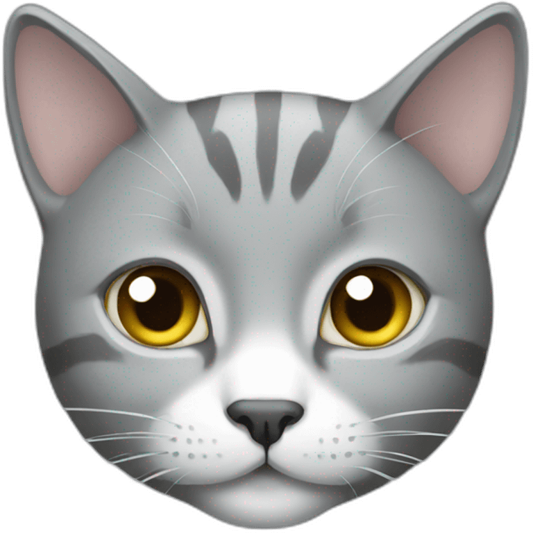 Grey cat with some white emoji