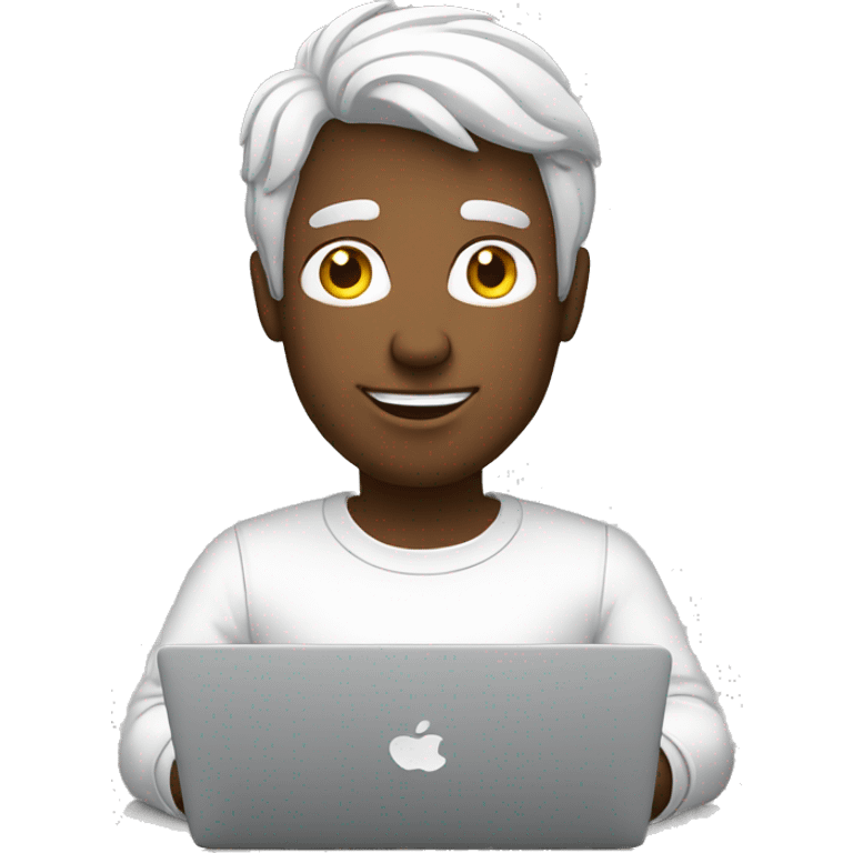 Homem branco com macbook emoji