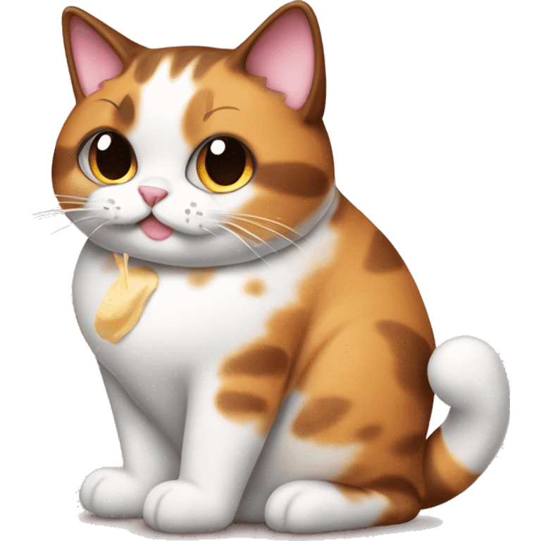 Realistic Fat calico cat with sundae emoji