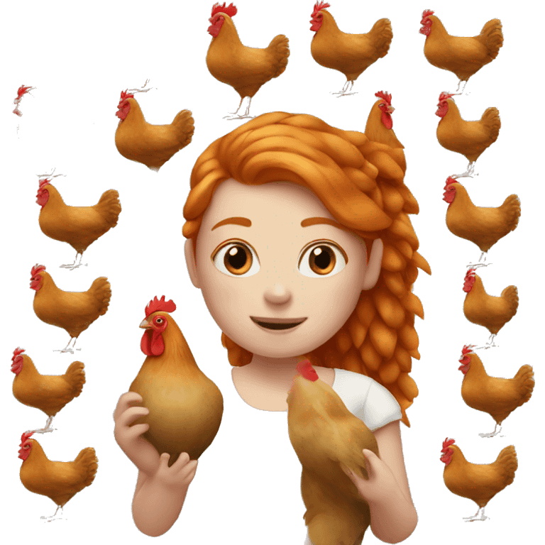 Ginger Girl with a hen  emoji