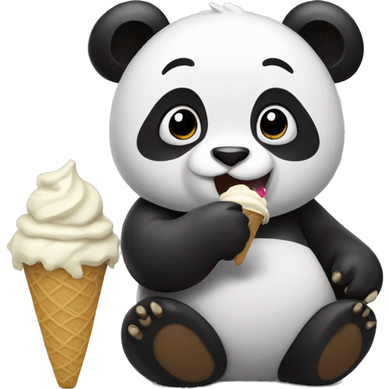 Panda eating ice cream emoji