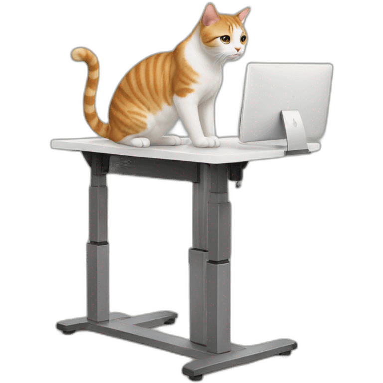 a cat which is standing up at a standing desk emoji