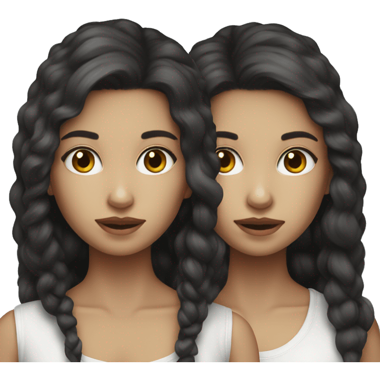 Dark medium hair white skin twins  emoji