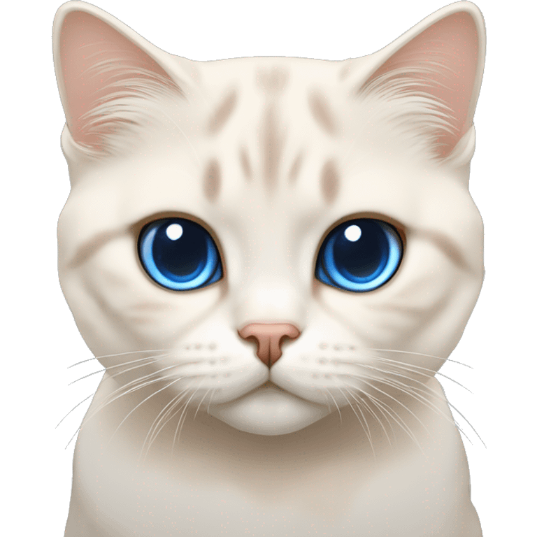 white flame-point scottish fold cat with blue eyes emoji