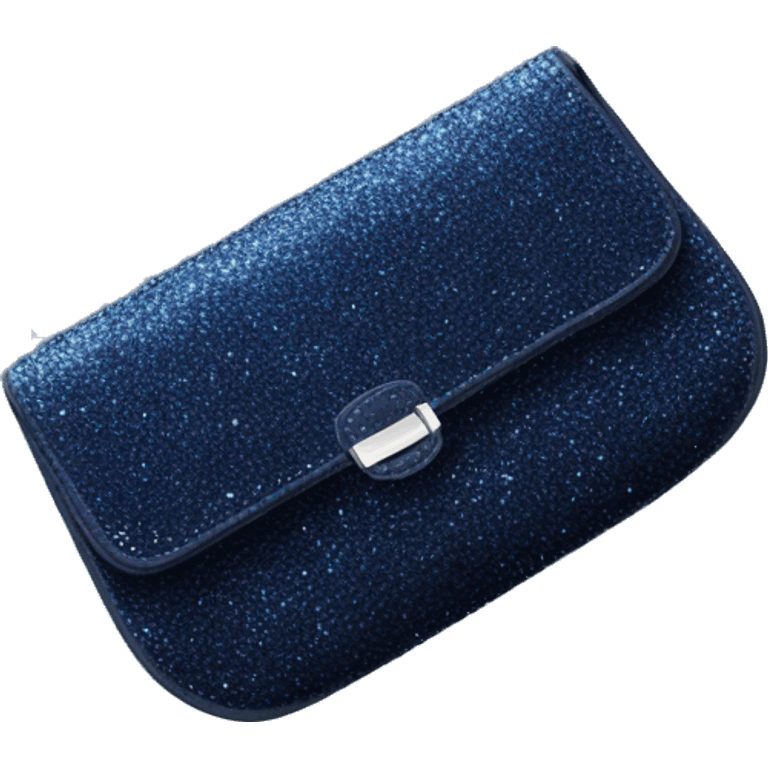 Realistic navy blue Sparkle glitter with fur purse isolated.  emoji