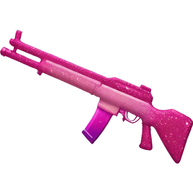 Pink ombre rifle with glitter and hearts  emoji