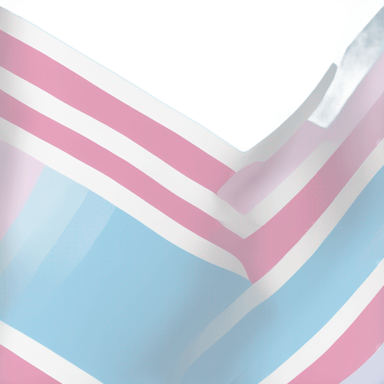 transgender pride flag with five horizontal stripes: light blue, pink, white, pink, and light blue emoji