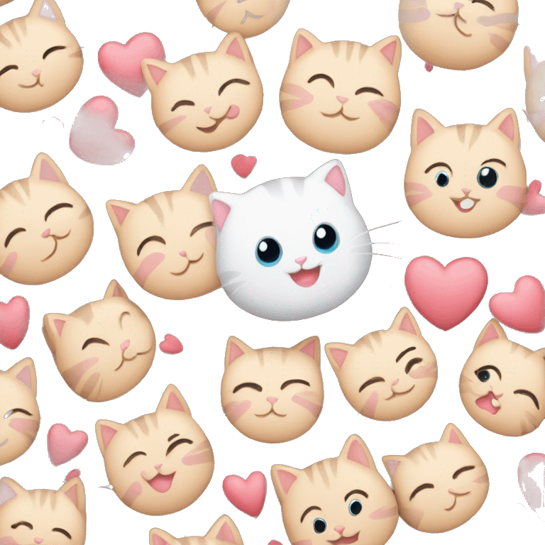 Cute kittens in love surrounded by lots of hearts  emoji