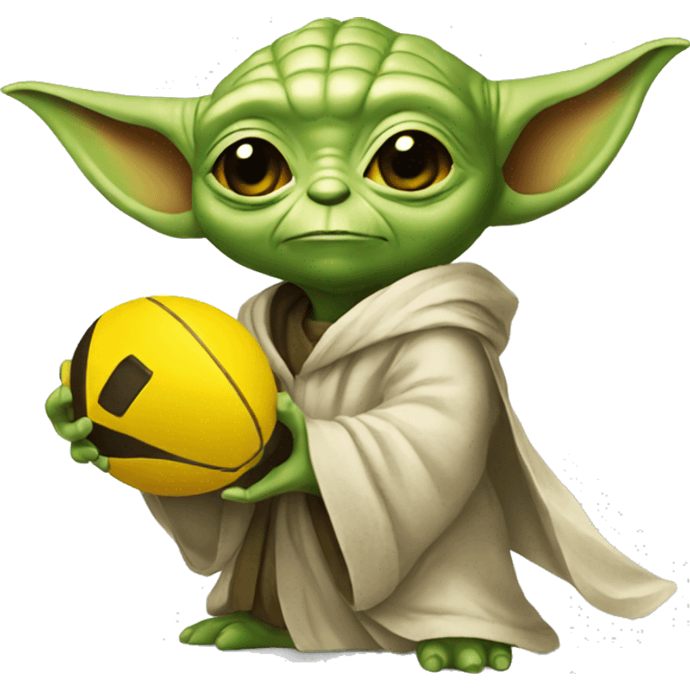 yoda carrying a yellow football card emoji