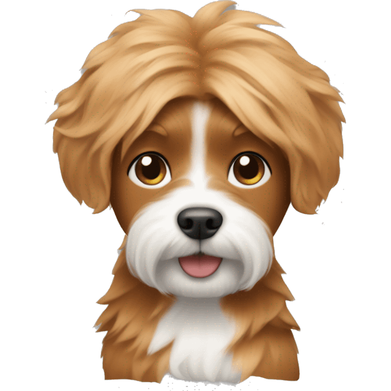 ginger male person with a coton de tulear emoji