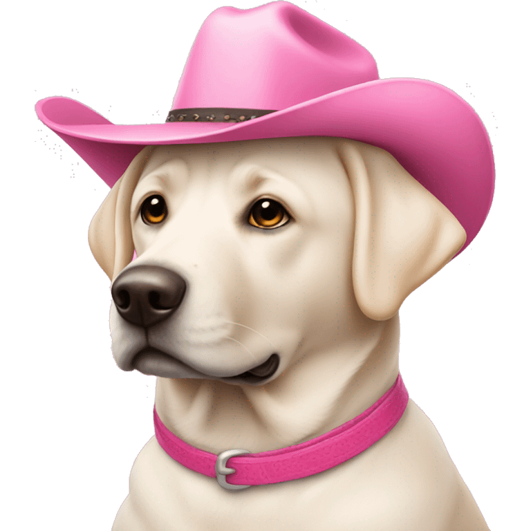 a white lab in a pink cowboy hat  emoji